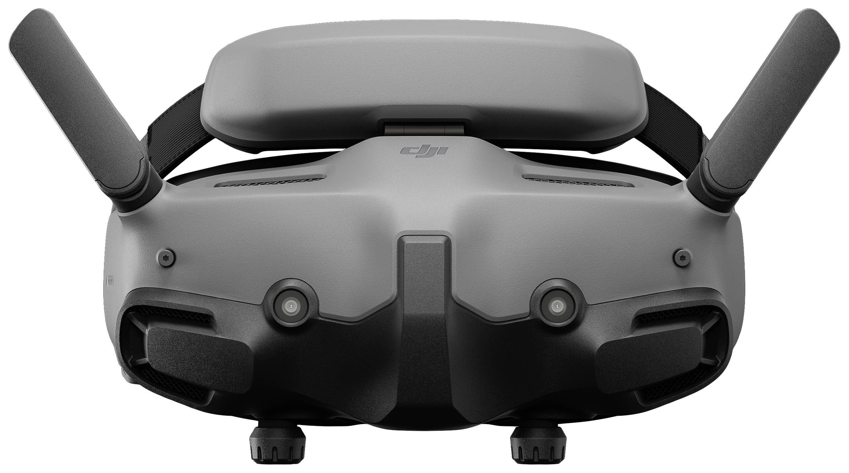 VR headset spredu s dvoma anténami a kamerami, vhodný pre imerzívne hranie hier a simulované prostredia.
