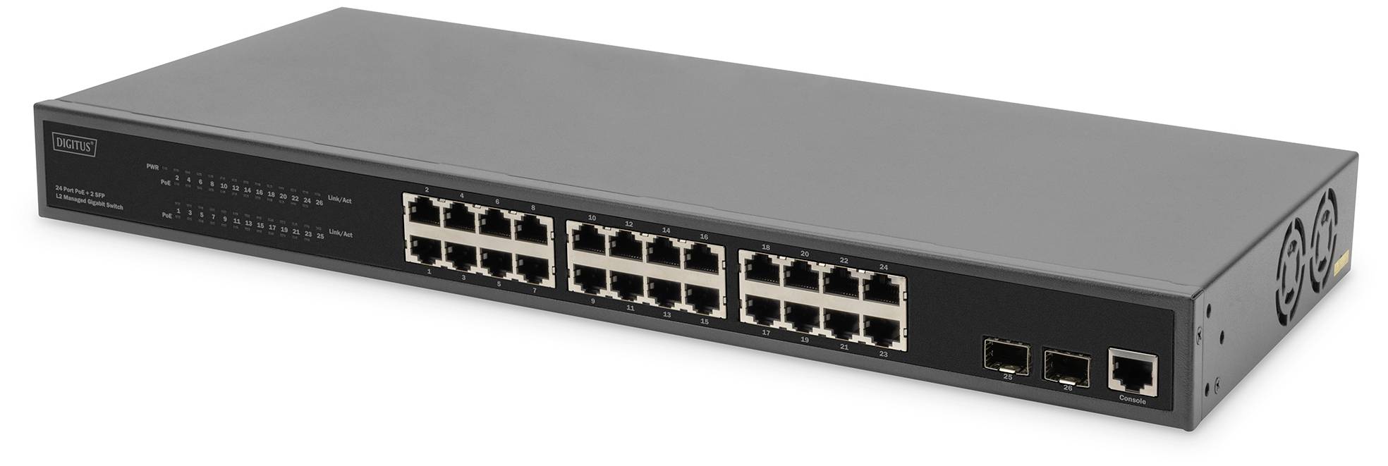 Digitus DN-95359 Switch di rete RJ45/SFP da 19 24+2 porte 10 / 100 / 1000 MBit/s Funzione PoE