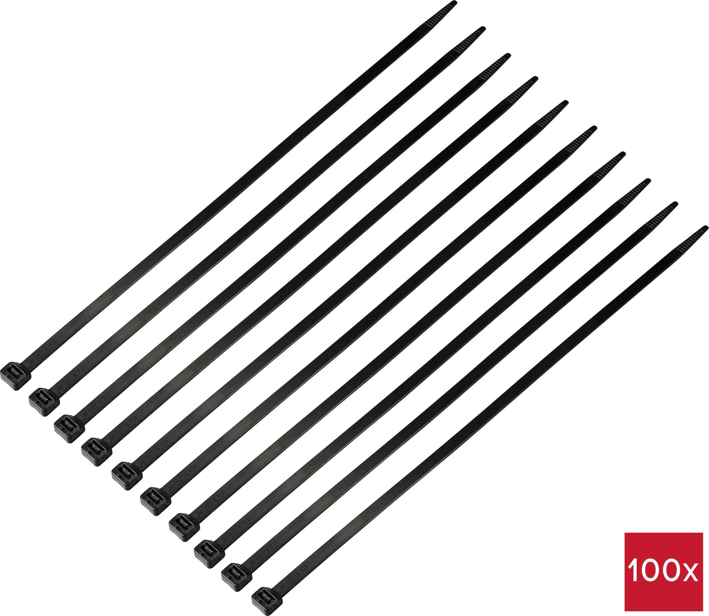 TRU COMPONENTS TC-12523704 Kabelbinder 380 mm 7.6 mm Sort Kulderesistens 100 stk