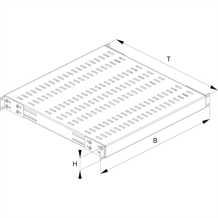 Technický diagram vetranej technickej podlahy so zobrazením rozmerov šírka (Š), výška (V) a hĺbka (H).