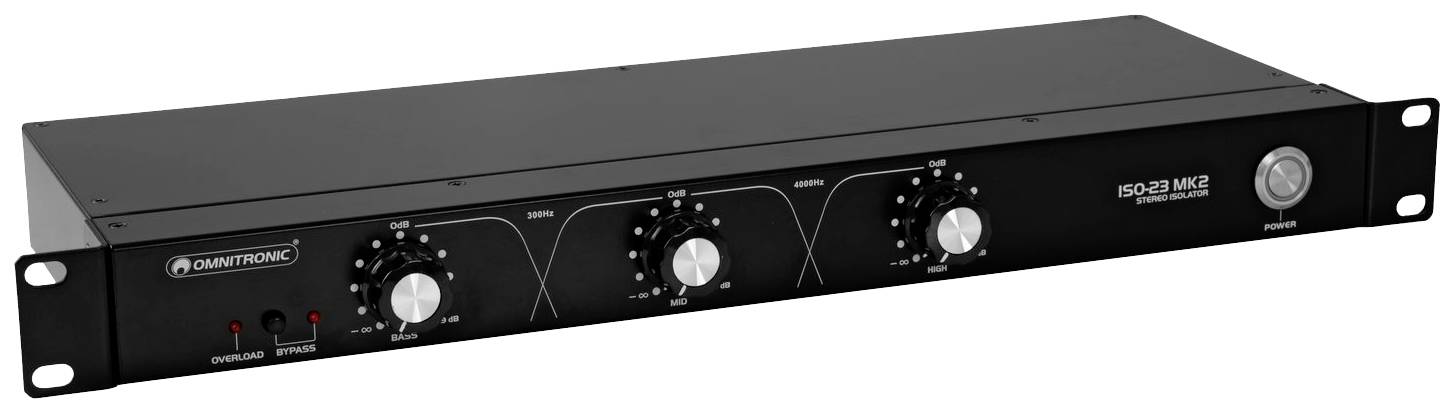 Audiozariadenie s tromi otočnými regulátormi na úpravu zvuku, označenými ako 'Output', 'Signal' a 'Power'. Predný panel s logom Optimum.