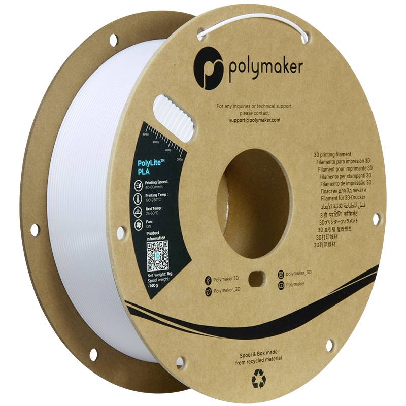 Polymaker PA02096 PA02096 Filament PLA kunststof Hoge stijfheid, Hoge treksterkte 1.75 mm 1000 g Koud-wit PolyLite™ 1 stuk(s)