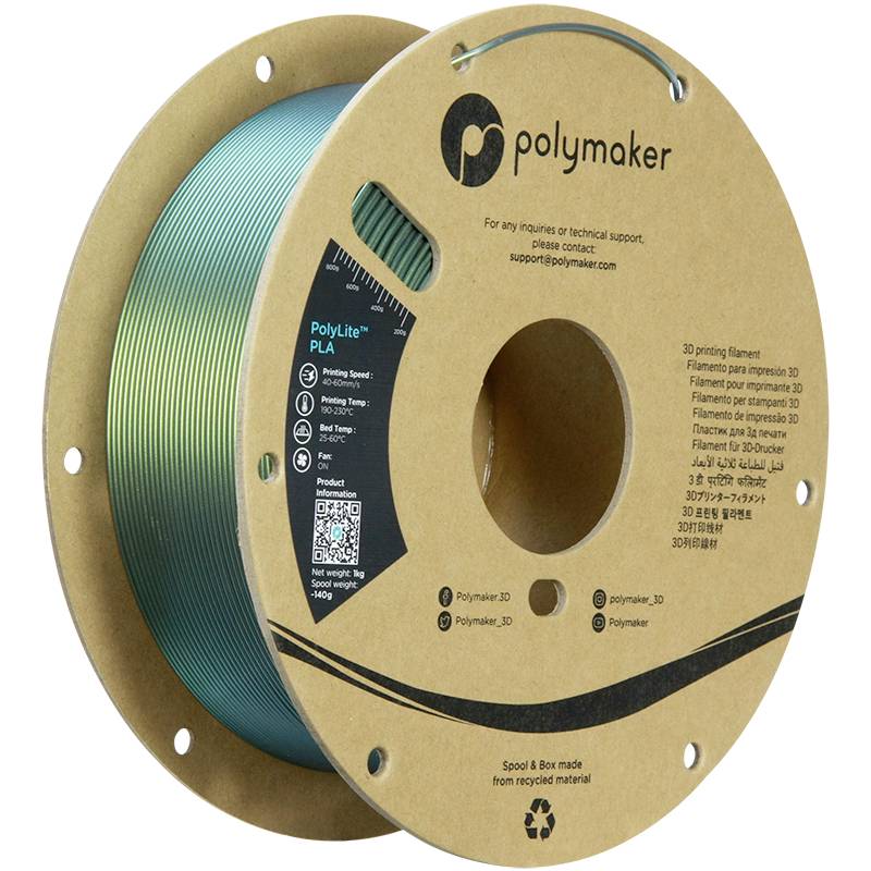 Polymaker PA02087 Starlight Filamento per stampante 3D Plastica PLA Multicolore, Variazione del colore 1.75 mm 1000 g Starlight Aurora PolyLite™ 1 pz.
