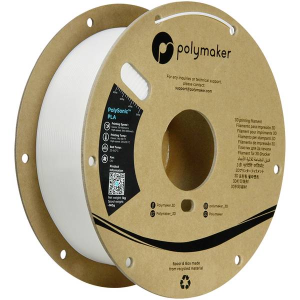 Polymaker PA12001 PA12001 vlákno pre 3D tlačiarne PLA plast  filament pre vysokorýchlostnú 3D tlač 1.75 mm 1000 g biela PolySonic™ 1 ks