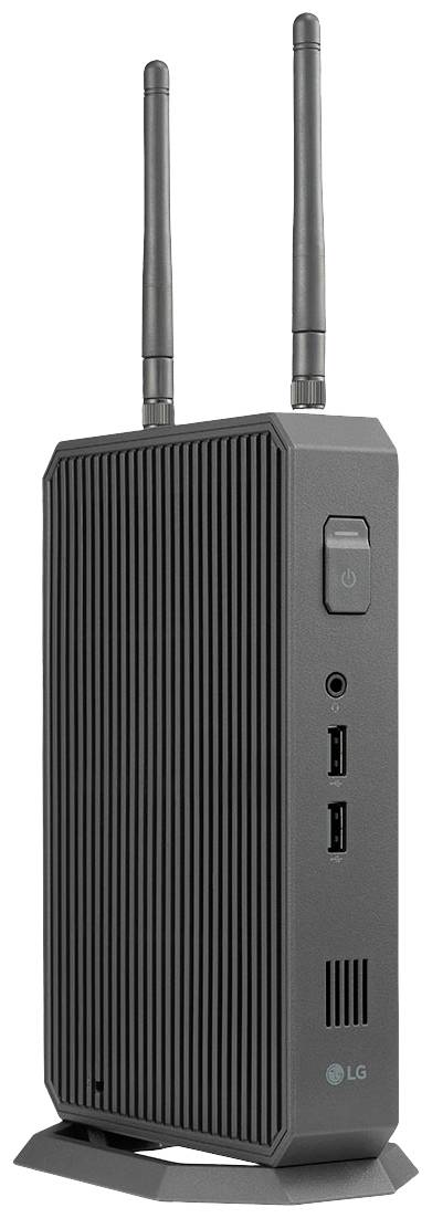 Čierny, obdĺžnikový sieťový router s dvoma anténami a niekoľkými portami na prednej strane.