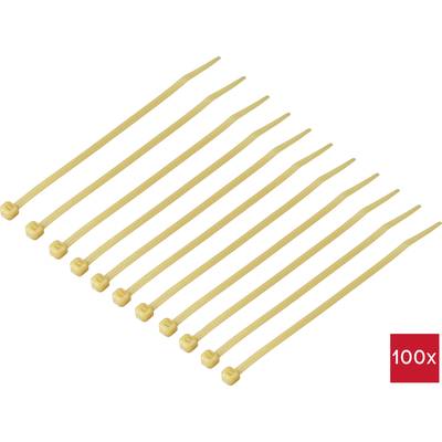 Desať žltých kábových sťahovacích pások v rade; v pravom dolnom rohu červené pole s bielym nápisom '100x'.