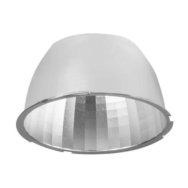 Kovový reflektor so štruktúrovaným vnútrom, ktorý účinne rozptyľuje svetlo. Vhodný pre osvetľovacie systémy.
