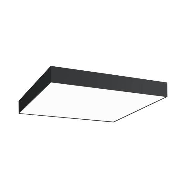 Obdĺžniková LED stropná lampa s čiernym rámom, moderného dizajnu. Vhodná do interiérov. Vyžaruje rovnomerné, jasné svetlo.