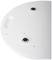 Biely okrúhly objekt s otvormi a rukoväťou, pravdepodobne súčasť krytu alebo technického zariadenia.