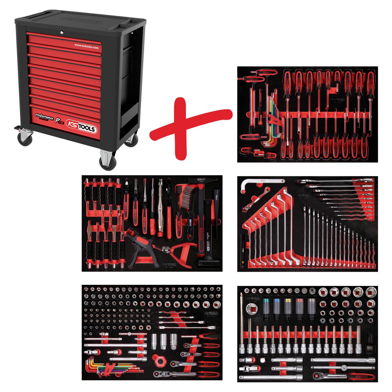 KS Tools 815.5299 dielenský vozík Farba:čierna, červená