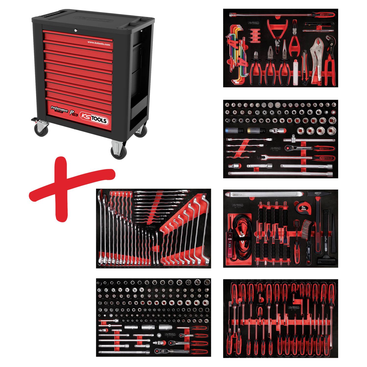 KS Tools 815.6338 dielenský vozík Farba:čierna, červená