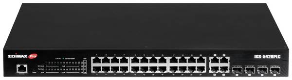 EDIMAX IGS-5428PLC priemyselný ethernetový switch 24 + 4 porty 56 GBit/s funkcia PoE