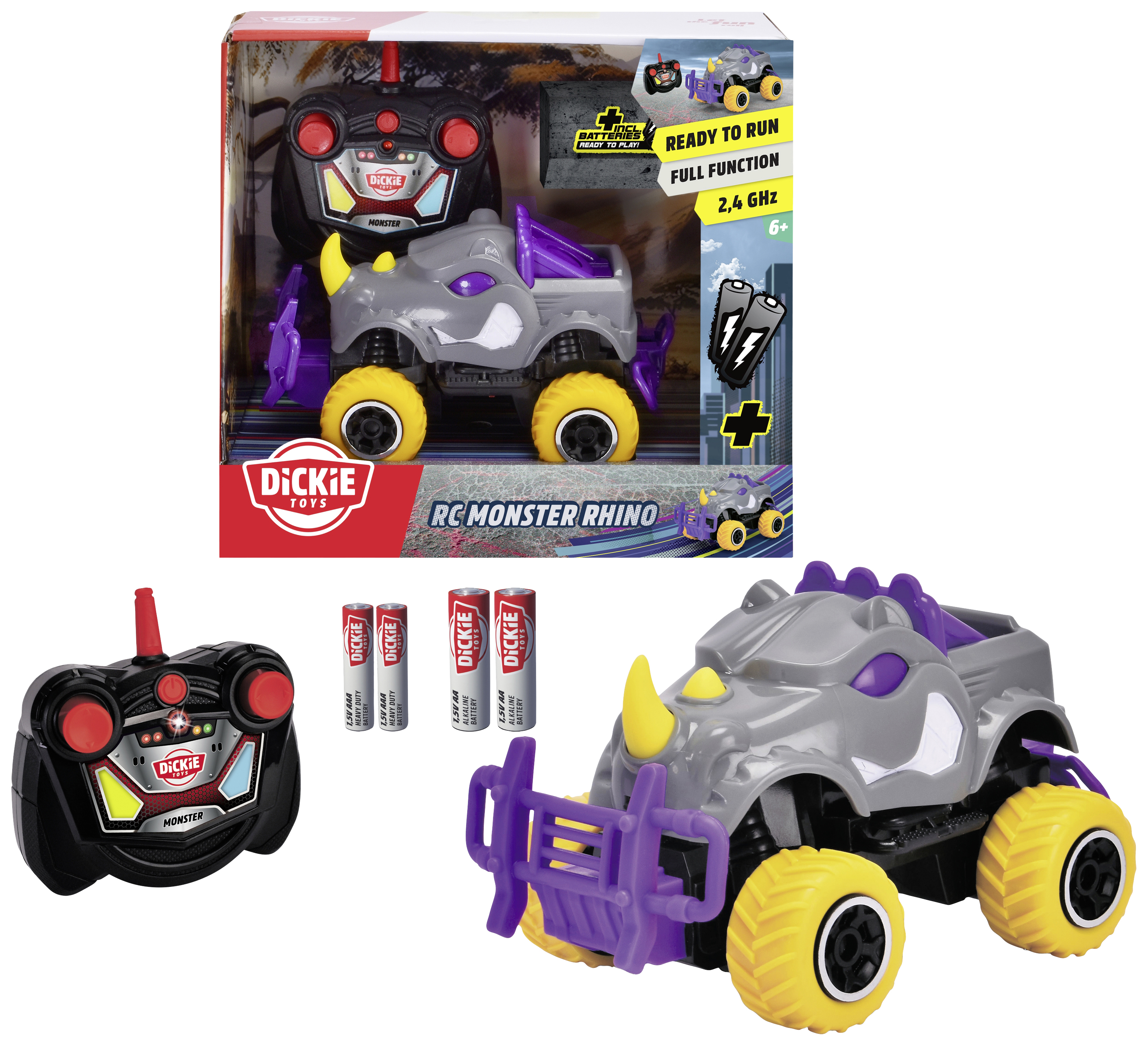 Dickie Toys 203752023 Monster Rhino 1:43 Automodello per principianti Monstertruck