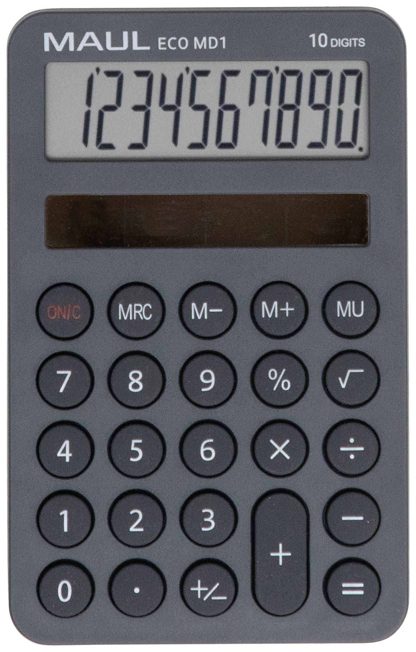 Maul ECO MD 1 Zakrekenmachine Grijs Aantal displayposities: 10 werkt op zonne-energie (b x h x d) 76 x 120 x 13 mm afbeelding
