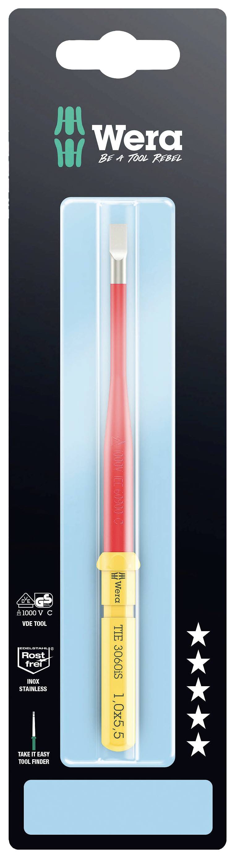 Wera Kraftform Kompakt VDE 3060 iS 1,0x5,5x157mm TIE SB Elektronica Plat Verwisselbare kling 5.5 mm afbeelding