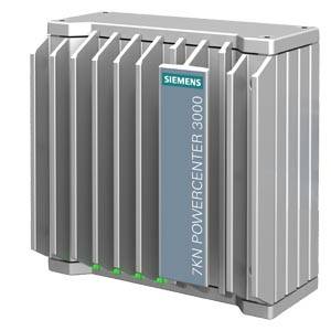 Siemens 7KN Powercenter 3000, sivé, obdĺžnikové elektrické zariadenie s chladiacimi rebrami a LED indikátormi na spodnej strane.