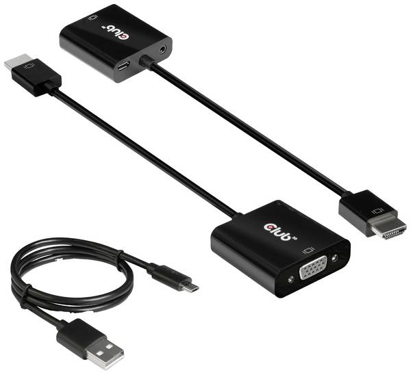 club3D CAC-1302 HDMI / VGA adaptér [1x HDMI zástrčka - 1x VGA zásuvka] čierna  50 cm