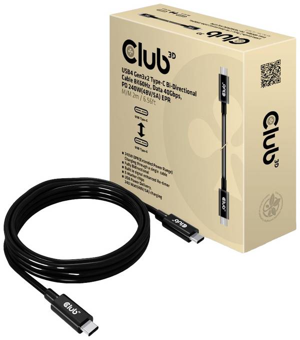 club3D Kábel USB-C USB 4.0 USB-C ® zástrčka 2.00 m čierna CAC-1578
