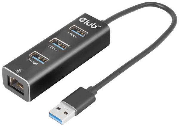 club3D CSV-1430A USB 3.0 / RJ45 adaptér čierna 18 cm