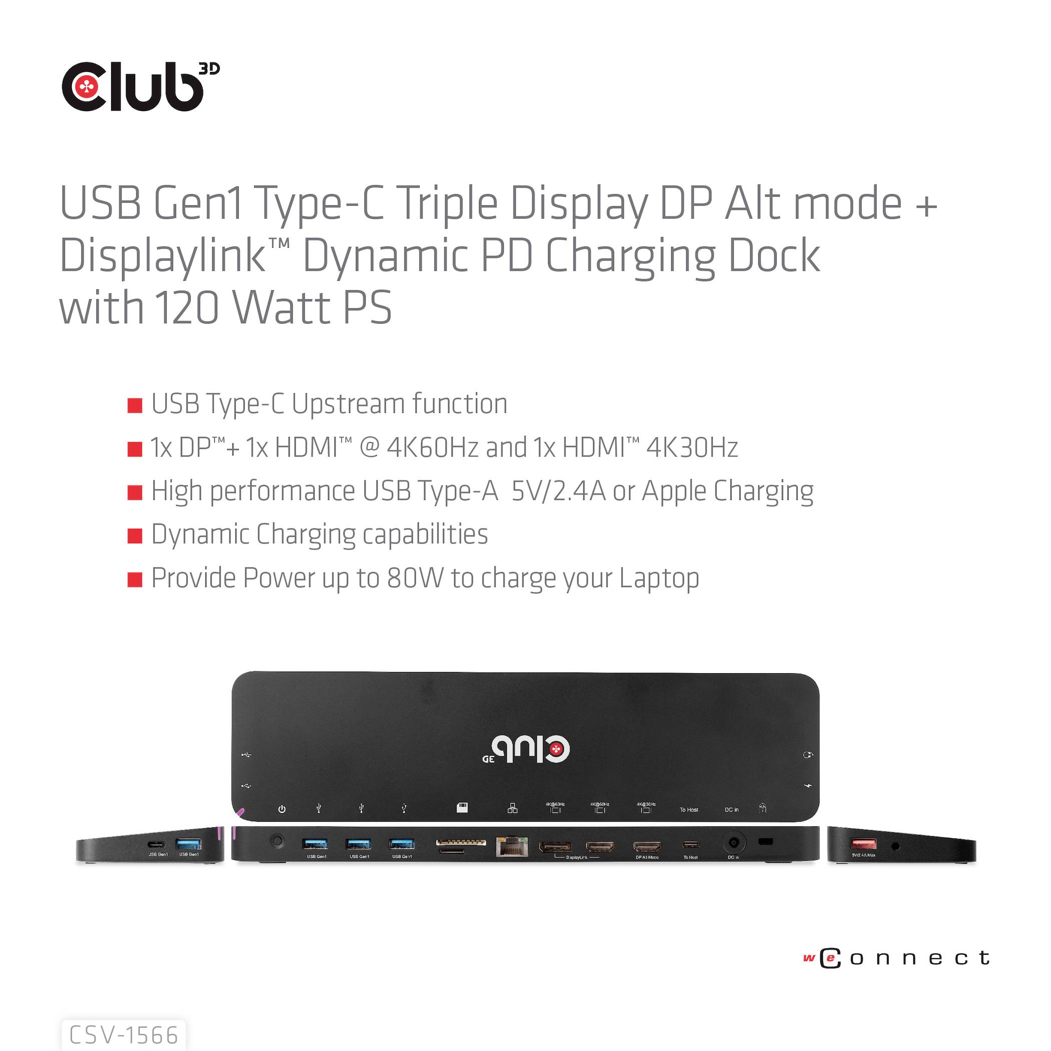 USB-C dokovacia stanica s trojitým DisplayPort displejom, 4K rozlíšením, vysokým nabíjaním a rôznorodými možnosťami pripojenia.