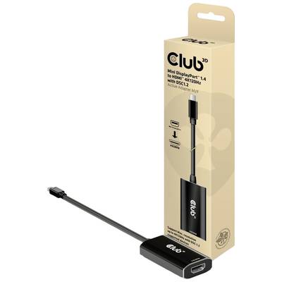 Club 3D Mini DisplayPort 1.4 na HDMI 2.0 adaptér, podpora 4K 120Hz, kompatibilný s DSC 1.2, v čiernom balení.