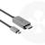 USB-C na HDMI adaptér, sivý, s firemným logom, na bielom pozadí. Vhodný na pripojenie zariadení s HDMI portom.