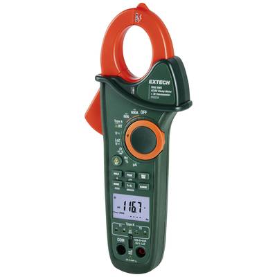 Digitálny elektromer so svorkovým pripojením a displejom, ktorý zobrazuje hodnotu '116,7'. Model a značka sú viditeľné.