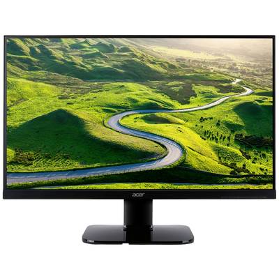 Monitor s obrázkom zelených kopčekov v pozadí, po ktorých vedie kľukatá cesta.