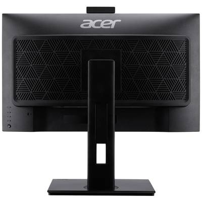 Zadná strana monitora Acer s obdĺžnikovým stojanom. Čierna farba s geometrickým vzorom v dizajne.