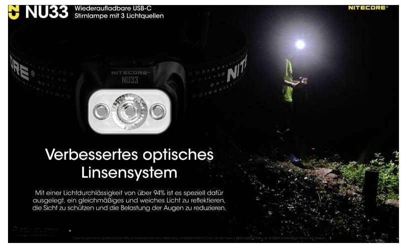 NiteCore NU33 LED čelovka napájanie z akumulátora 200 lm 147 h NC-NU33-4