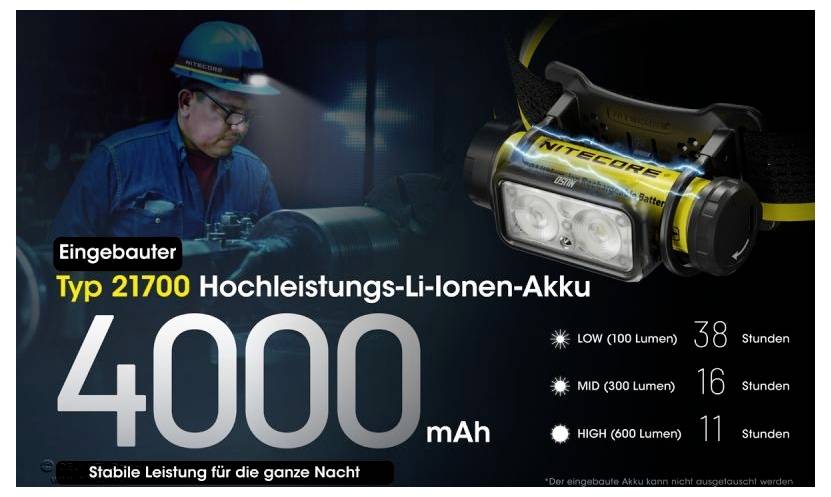 NiteCore NU50 LED čelovka napájanie z akumulátora 1400 lm NC-NU50-4