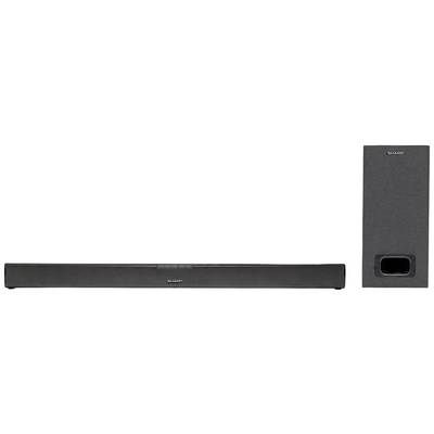 Čierna soundbar s oddeleným subwooferom, vhodná na vylepšenie domáceho kina.