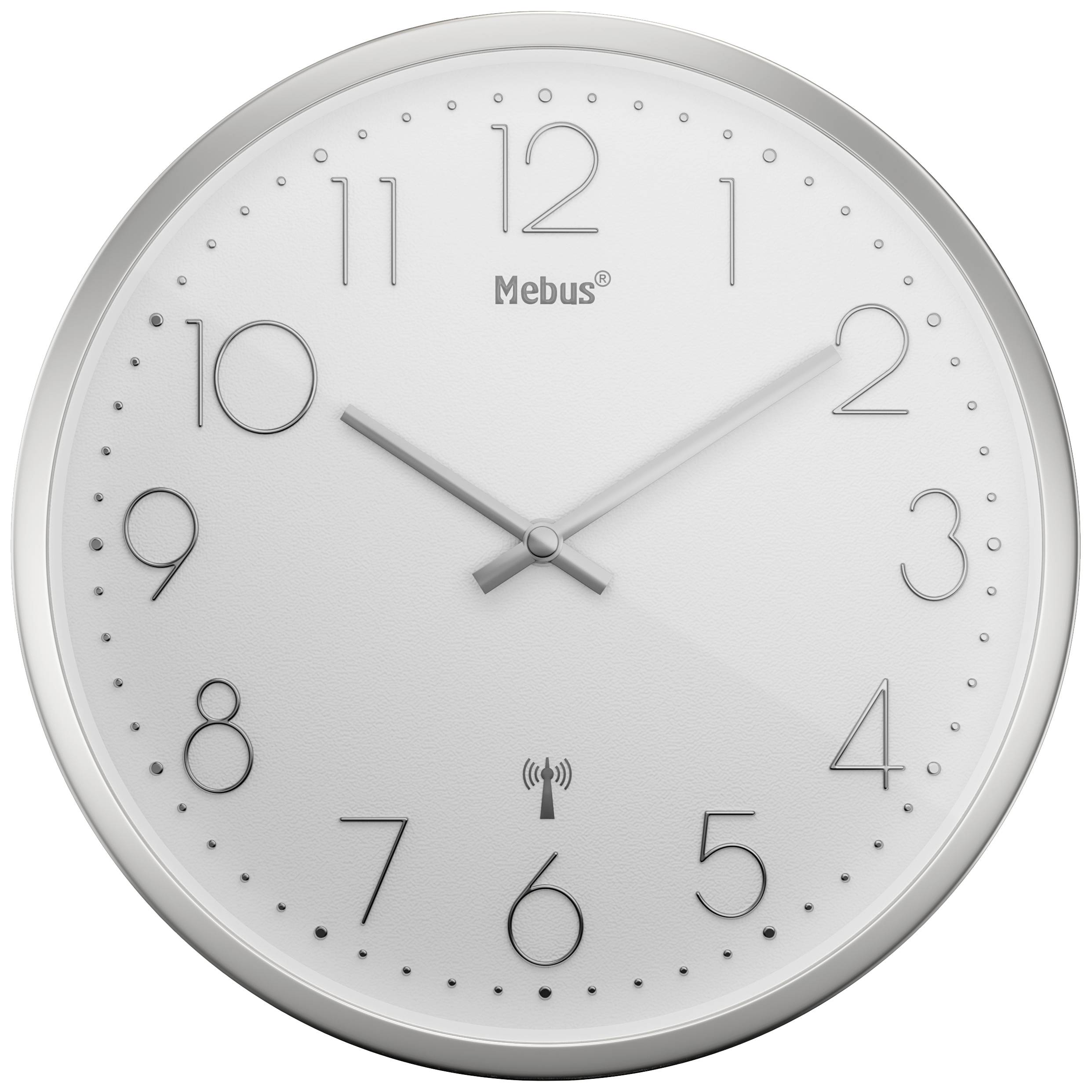 Mebus 19776 Radiocontrollato Orologio da parete 25 cm x 4 cm Argento Movimento silenzioso (senza scatti)
