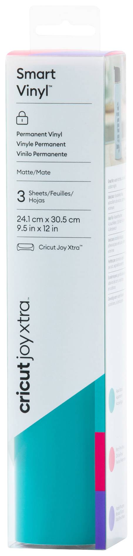 Cricut Smart Vinyl Permanent Joy Xtra Kit di pellicole Larghezza di taglio 30.5 cm Blu acqua, Rosa, Violetto