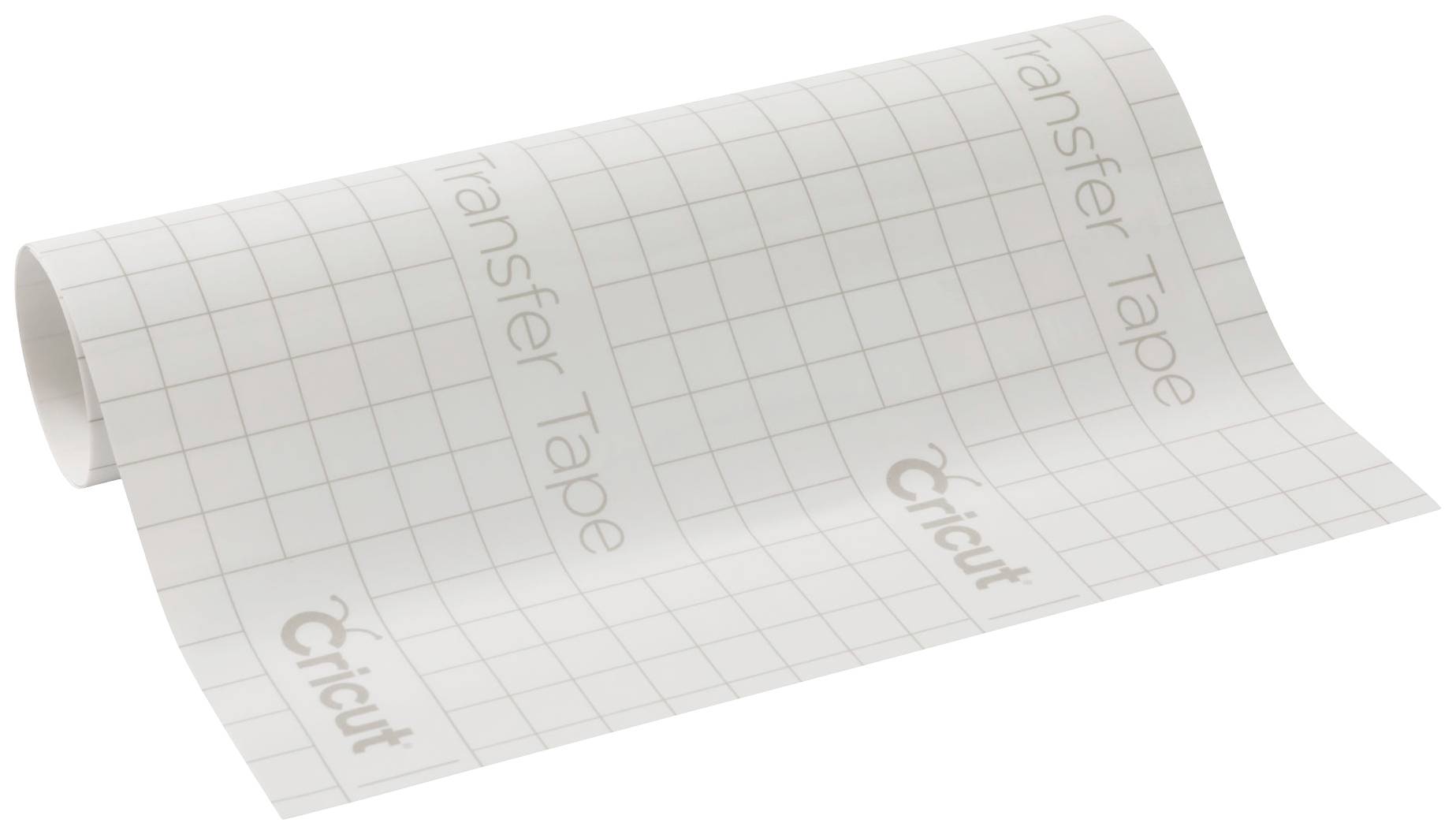 Prenosová fólia v rolke so štvorcovým vzorom a nápisom 'Transfer Tape' a 'Cricut' na viacerých miestach.
