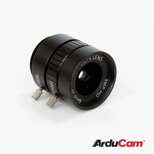 Čierna CCTV kamera s nápisom '3MP 1/4' 6mm IR', vedľa ktorej je logo 'ArduCam'.