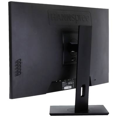 Zadná strana čierneho monitora na podstavci.