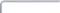 Strieborný šesťhranný kľúč v tvare L, často používaný na utiahnutie alebo uvoľnenie vnútorných šesťhranných skrutiek.