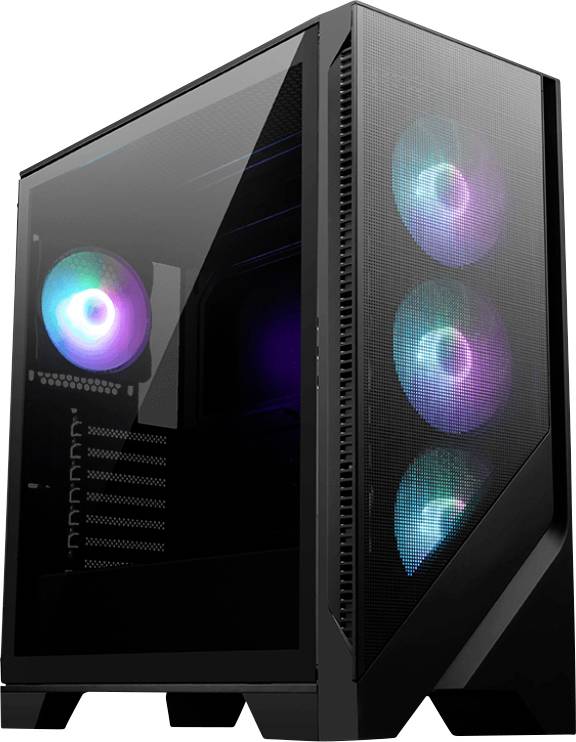 MSI PC- Gehäuse MSI MAG FORGE 320R AIRFLOW - Midi-Tower PC Case da gioco Nero 3 ventole LED pre-montate, 1 ventola LED pre-montata, filtro per la polv