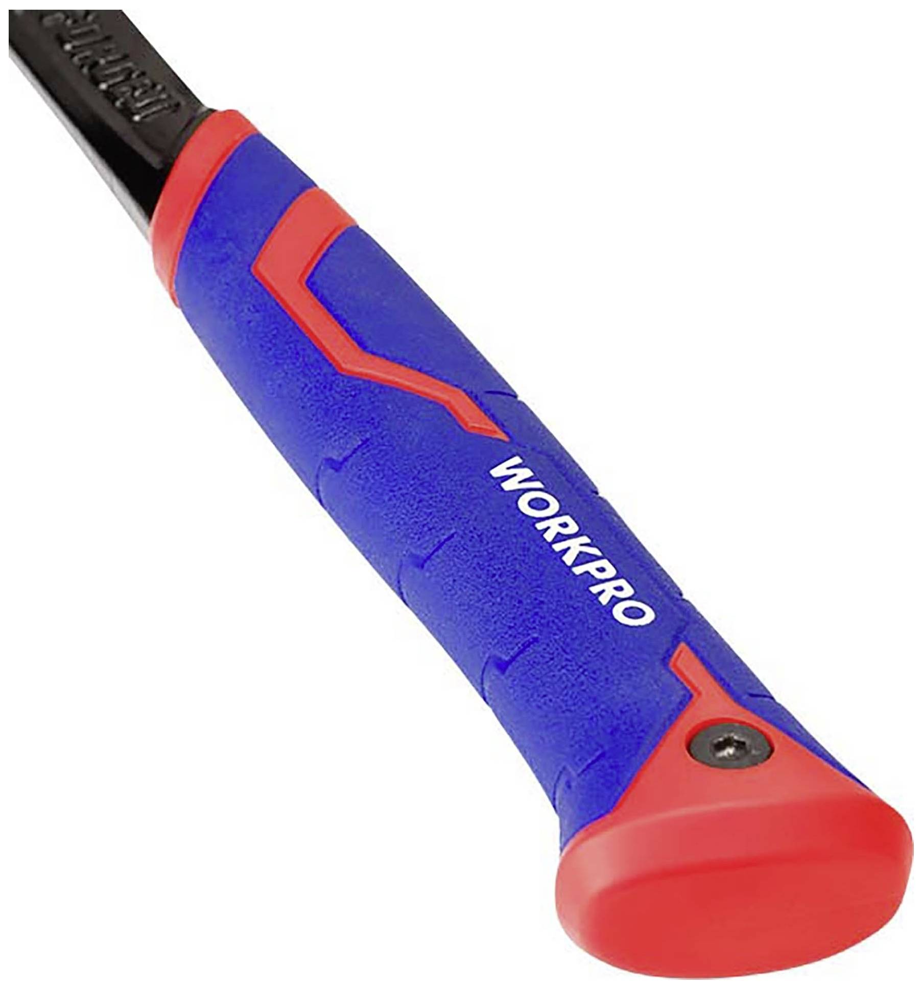 Modrý a červený rukoväť skrutkovača s nápisom 'WORKPRO'.