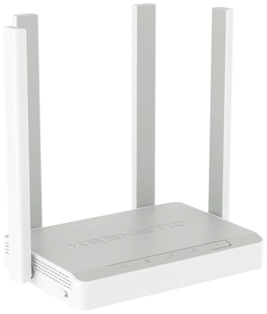 Biely WLAN router so štyrmi anténami smerujúcimi nahor a stavovými indikátormi na prednej strane.