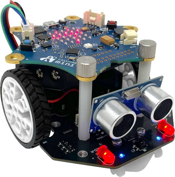 Malý mobilný robot so senzorov a kolesami. Disponuje mikrokontrolerom, ktorý je ideálny pre vzdelávanie v oblasti robotiky.