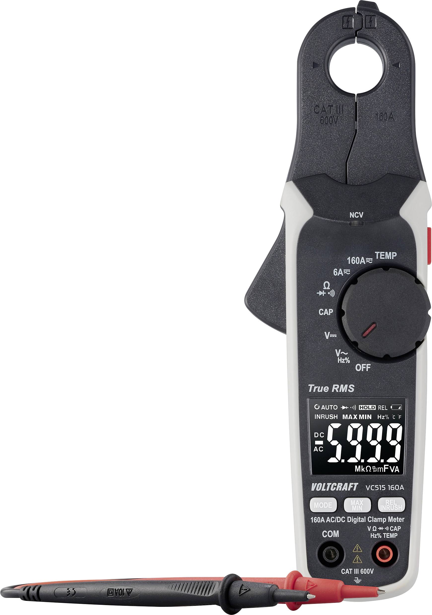 VOLTCRAFT VC515 160A Pinza amperometrica risoluzione 1 ma CAT III 600 V;Display (Counts): 6000 elevata precisione per corrente continua, corrente di c