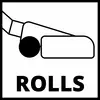 Symbol znázorňuje pohybujúci sa invalidný vozík so slovom 'ROLLS' pod ním.