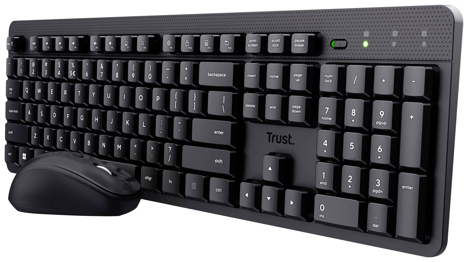 Trust ODY II Bluetooth® Kit tastiera, mouse con tastierino numerico Tedesco, QWERTZ Nero