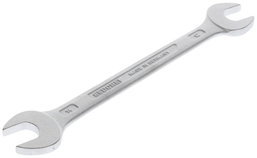 Kľúč s dvoma otvormi na koncoch, vyrobený z kovu, s vyrazeným nápisom 'Chrome Vanadium' a 'Made in Germany'.