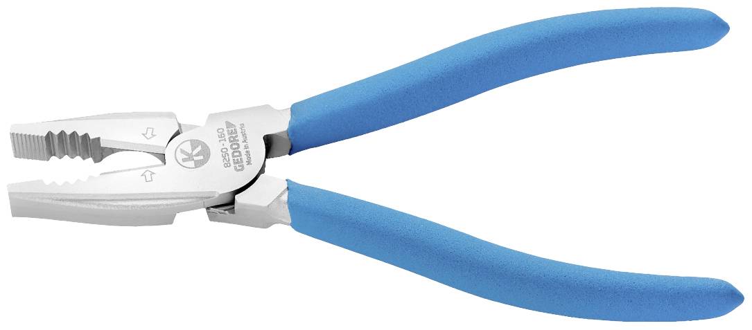 Kliešte s modrými rukoväťami, určené pre všeobecné úchopové a rezacie práce.
