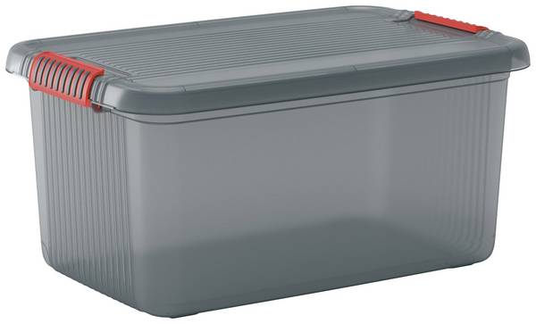 KIS 237047 úložný box, K Latch, stohovateľné, (d x š x v) 590 x 590 x 280 mm, dymová sivá, priesvitná, 1 ks