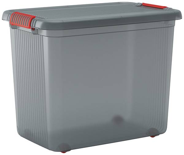 KIS 237491 úložný box, K Latch, stohovateľné, (š x v x h) 590 x 450 x 390 mm, dymová sivá, priesvitná, 1 ks
