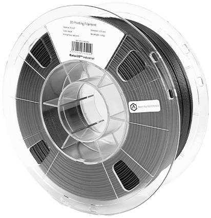 Špula s čiernym 3D tlačiarenským filamentom, priemer 1,75 mm, hmotnosť 1 kg, vhodná pre 3D tlačové aplikácie.